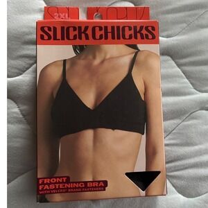 Slick Chicks 2XL Front Fastening Bra Black Wire Free Comfort Bra